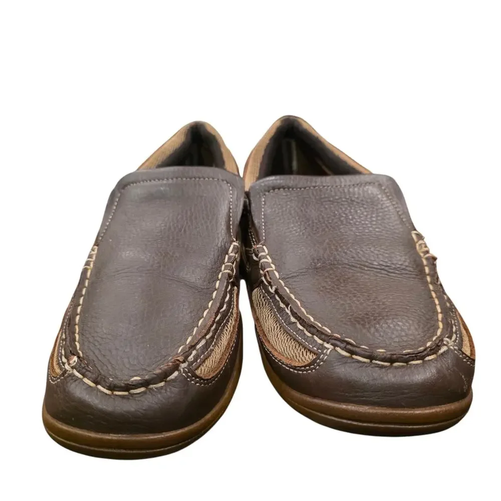 Margaritaville Sz 11 Speed Boat Slip On Shoes Men's Brown Leather Boat Loafers